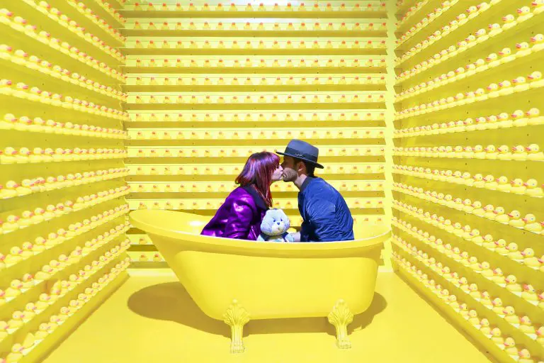 couple in yellow bathtub